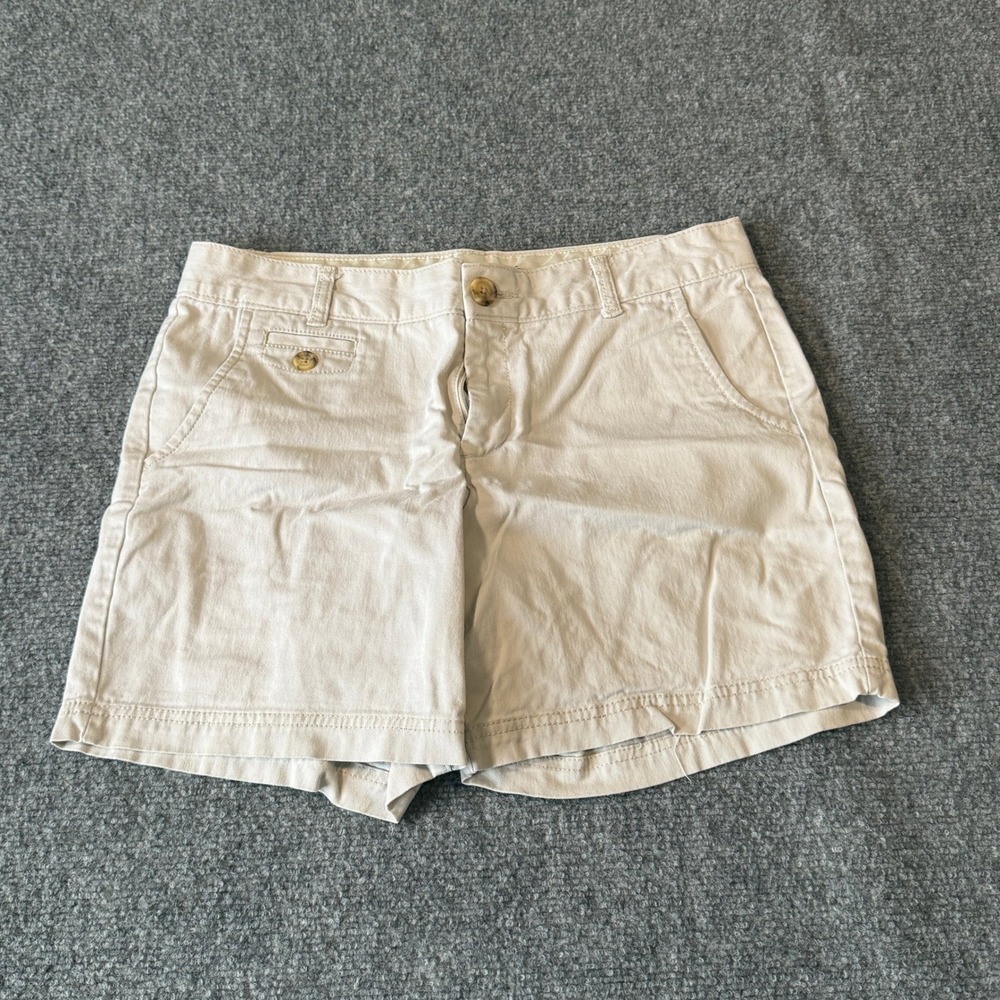 Dockers Womens Chino Shorts Beige Khaki‎ Size 8 Stretch Cotton Casual Mid Rise